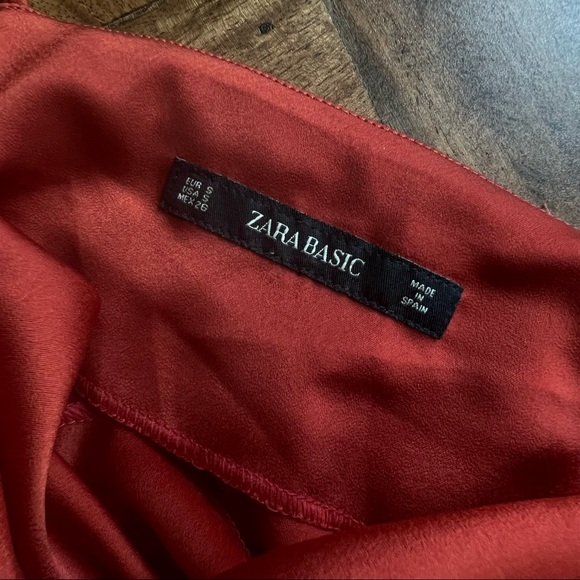 Zara Basic Orange Satin Spaghetti Strap Dress with Cowl Neck - Picture 3 of 4